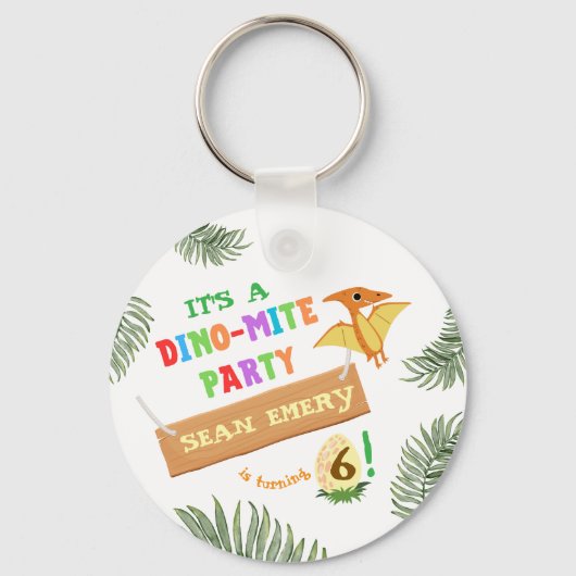 Roar kleur: prachtige dinosaurus verjaardag sleutelhanger (Voorkant)