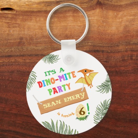Roar kleur: prachtige dinosaurus verjaardag sleutelhanger (Voorkant)