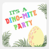 Roar kleur: prachtige dinosaurus verjaardag vierkante sticker (Voorkant)