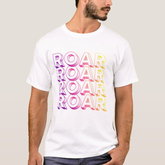 ROAR Levendige Gradiënt Typografie Moderne Uniseks T-shirt (Voorkant)