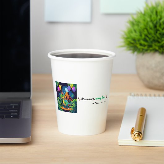 Roar More, Worry Less Cup Papieren Bekers (Insitu)