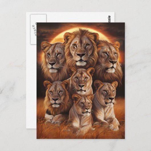 Roar of the Night: Leeuwen in het maanlicht Briefkaart (Voorkant / Achterkant)