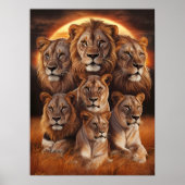 Roar of the Night: Leeuwen in het maanlicht Poster (Voorkant)