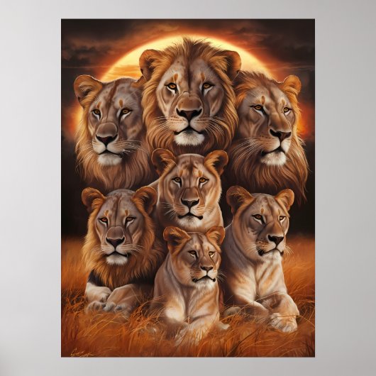 Roar of the Night: Leeuwen in het maanlicht Poster (Voorkant)