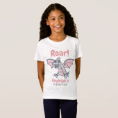 Roar Pink Dino Dragon Girl's verjaardag T-shirt (Voorkant volledig)