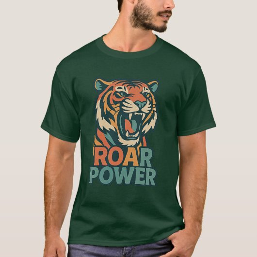 Roar Power Tiger Graphic T-Shirt voor Heren (Voorkant)