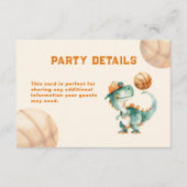 Roar & Score Basketball Dino Boy Birthday Party Informatiekaartje (Voorkant)