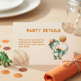 Roar & Score Basketball Dino Boy Birthday Party Informatiekaartje