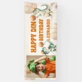 Roar & Score Basketball Dino Boy Happy Birthday Spandoek (Verticaal)