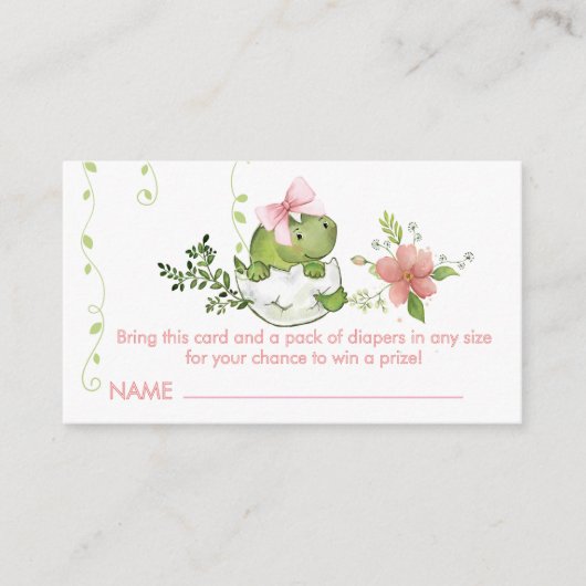 Roar-some Baby shower Luier Raffle Kaart voor Meis (Voorkant)