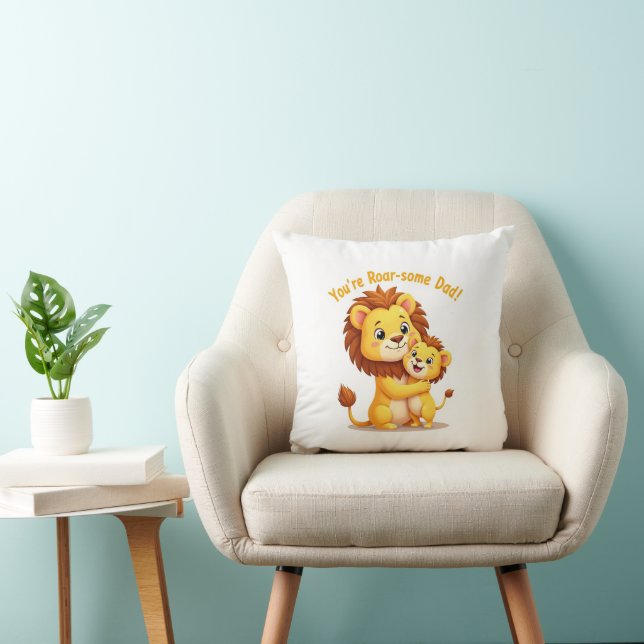 Roar-some Dad Pillow 🦁 Schattigee Leeuw Knuffel V Kussen (Stoel)