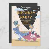 Roar-some Dino Party uitnodigingen: Fun & Easy Scr Kaart (Voorkant / Achterkant)