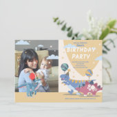 Roar-some Dino Party uitnodigingen: Fun & Easy Scr Kaart (Staand voorkant)