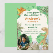 Roar-some Dino Volcano 5th Birthday Invitation Kaart (Voorkant / Achterkant)