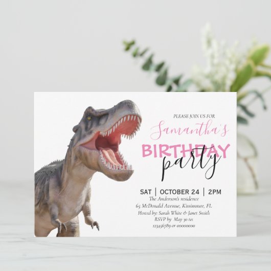 ROAR-some Dinosaur Girl Verjaardagsviering! Aankondiging (Staand voorkant)