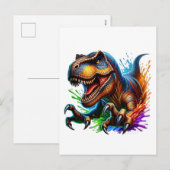 Roar-Some Dinosaur, Leuke T-Rex Dino Kaart voor Ki (Voorkant / Achterkant)