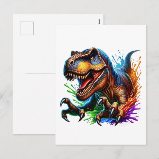 Roar-Some Dinosaur, Leuke T-Rex Dino Kaart voor Ki (Voorkant / Achterkant)