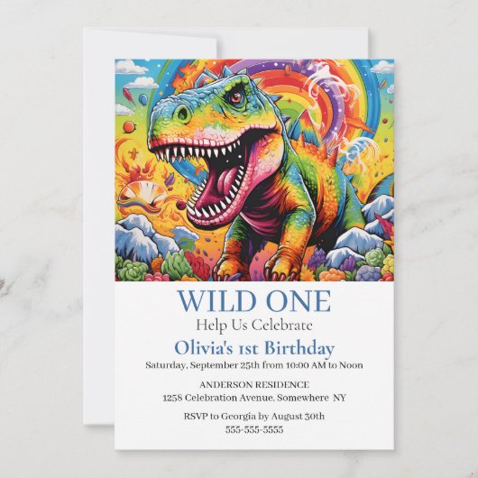 Roar-some Dinosaur Party Uitnodiging (Voorkant)