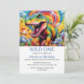 Roar-some Dinosaur Party Uitnodiging (Staand voorkant)