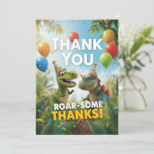 Roar-some Dinosaur Verjaardag Bedankt Card - Kinde (Staand voorkant)