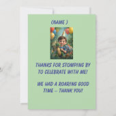 Roar-some Dinosaur Verjaardag Bedankt Card - Kinde (Achterkant)