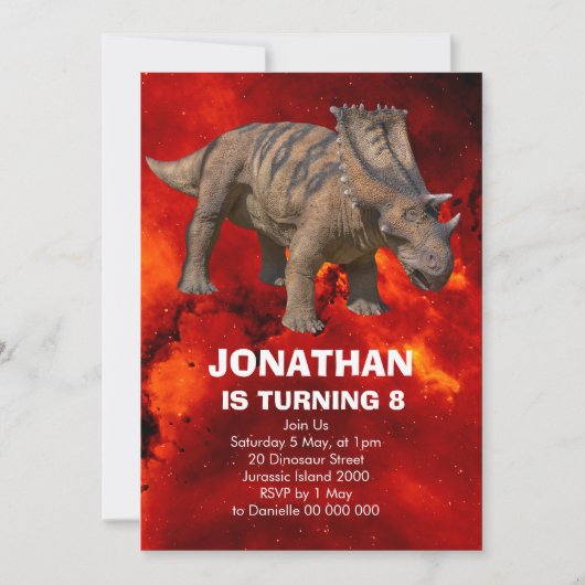 Roar-some Dinosaur Verjaardagsfeestje Uitnodiging (Voorkant)