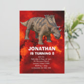 Roar-some Dinosaur Verjaardagsfeestje Uitnodiging (Staand voorkant)