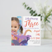 Roar-some Dinosaurus Verjaardagsfeest voor Meisjes Kaart (Staand voorkant)