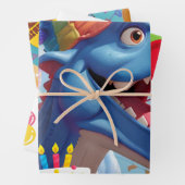 Roar-some T-Rex verjaardagsfeestje inpakpapier (In situ)