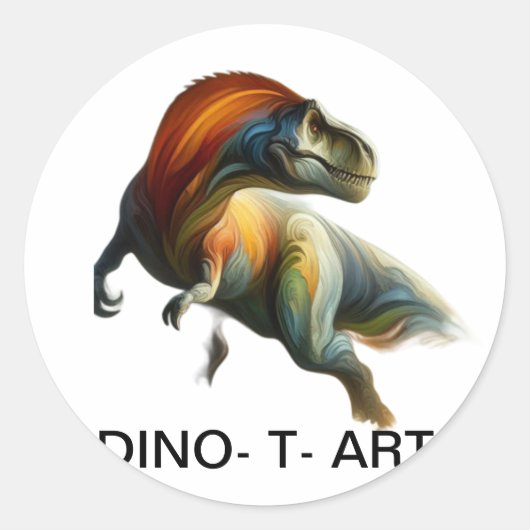🦖 Roar-some traditionele kunst schilderij van een Ronde Sticker (Voorkant)