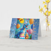 Roar-some verjaardagswensen T-Rex dinosaurus Kaart (Gele Bloem)