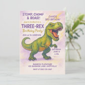 Roar & Stomp! Het is een drie-rex verjaardagsfeest Kaart (Staand voorkant)