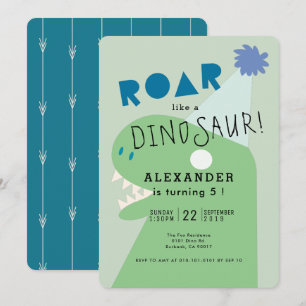 ROAR T-Rex Dinosaur Green Boy's Birthday Kaart
