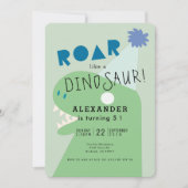 Roar T-Rex Dinosaur Groene Jongen Verjaardag Kaart (Voorkant)