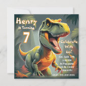 Roar T-Rex Dinosaur Kind voor de 7e verjaardag Kaart (Voorkant)