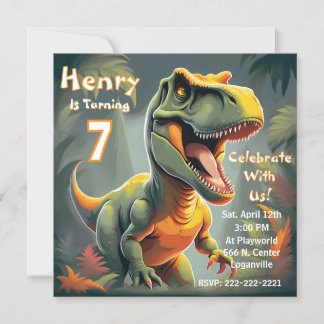 Roar T-Rex Dinosaur Kind voor de 7e verjaardag Kaart