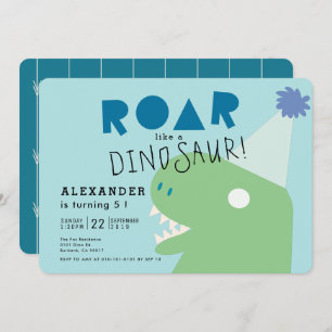 ROAR T-Rex Dinosaur Light Blue Boy's Birthday Kaart