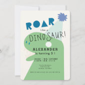 ROAR T-Rex Dinosaurus Navy Blue Boy's Verjaardag Kaart (Voorkant)