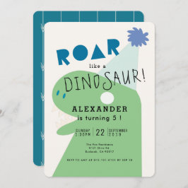 ROAR T-Rex Dinosaurus Navy Blue Boy's Verjaardag Kaart