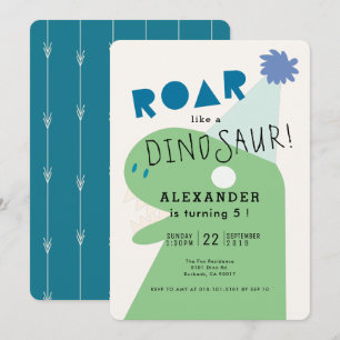 ROAR T-Rex Dinosaurus Navy Blue Boy's Verjaardag Kaart