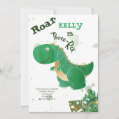 Roar, Three-Rex Cute Dinosaur Invitation Kaart (Voorkant)