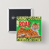 ROAR Tiger Vierkante Button 5,1 Cm (Voorkant /achterkant)