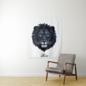 Roar Typography Black Lion Face Wandkleed (In situ)