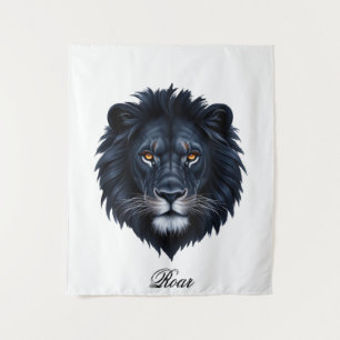 Roar Typography Black Lion Face Wandkleed