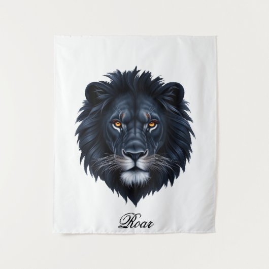 Roar Typography Black Lion Face Wandkleed (Voorkant)