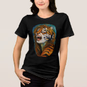 Roar van het Wilde Hart – Kleurrijke Tijgertjes Tri-Blend Shirt (Voorkant)