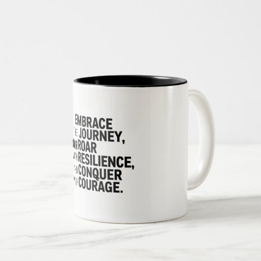 "Roar van veerkracht Mok: elke slok machtigen" Tweekleurige Koffiemok (Voorkant rechts)