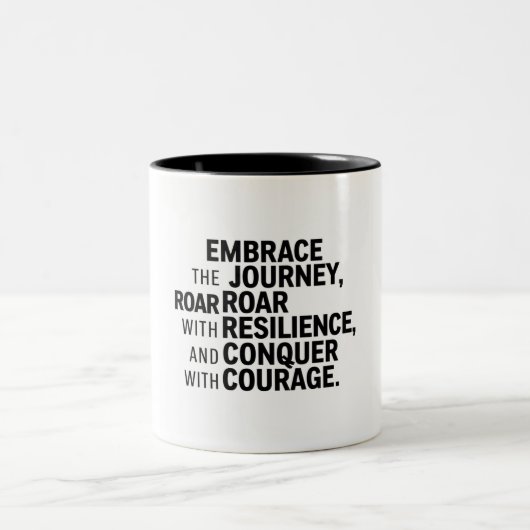 "Roar van veerkracht Mok: elke slok machtigen" Tweekleurige Koffiemok (Center)