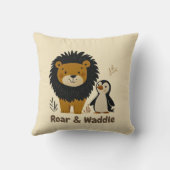 Roar & Waddle Lion & Penguin | Kinder kamerinricht Kussen (Achterkant)
