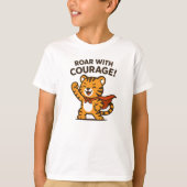 Roar With Courage Cute Orange Tiger Design T-shirt (Voorkant)